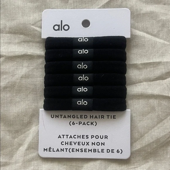 ALO Yoga Black Hair Ties (3 SETS/ 6 HAIR TIES PER SET) - Picture 3 of 5